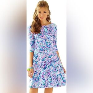 Lilly Pulitzer Celia Multi La Playa French Terry Flare Dress Size M